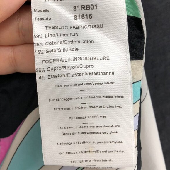 Emilio Pucci Dark Blue Shell Beaded Designer Evening Linen Jacket size 12 - Picture 7 of 11